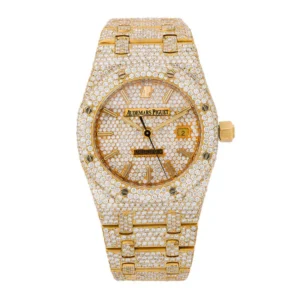 ICED OUT ROYAL OAK GOLD TWO TONE SCREW ARABIC WATCH